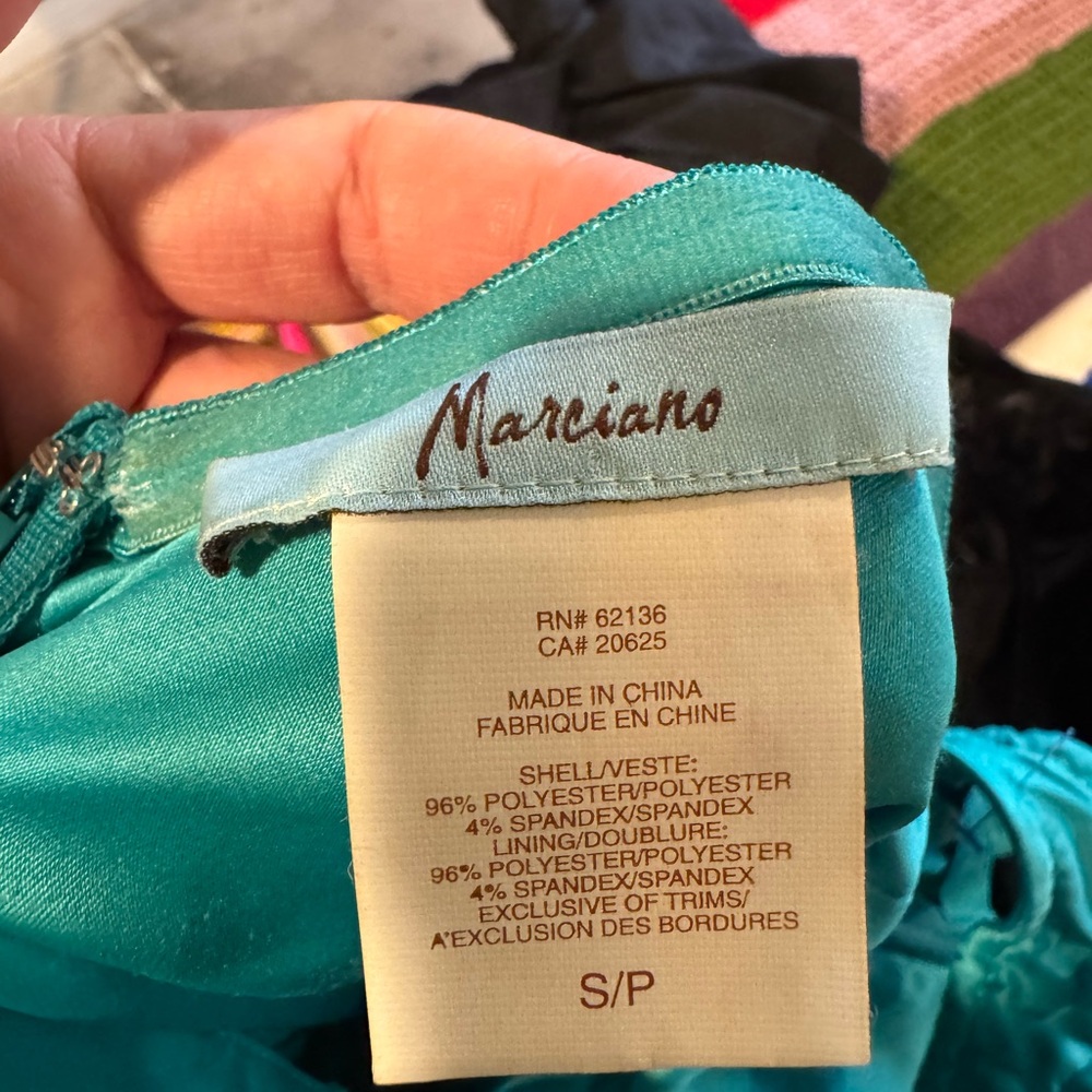 Y2K Marciano Turquoise Bustier Satin Midi Dress - Picture 5 of 7